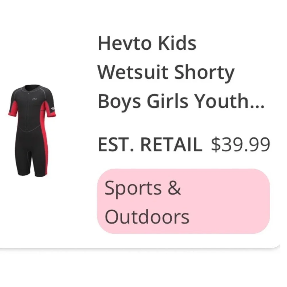 Hevto Wetsuit Shorty Kids Size 12 Black Red New Front Zip 2mm Neoprene Youth